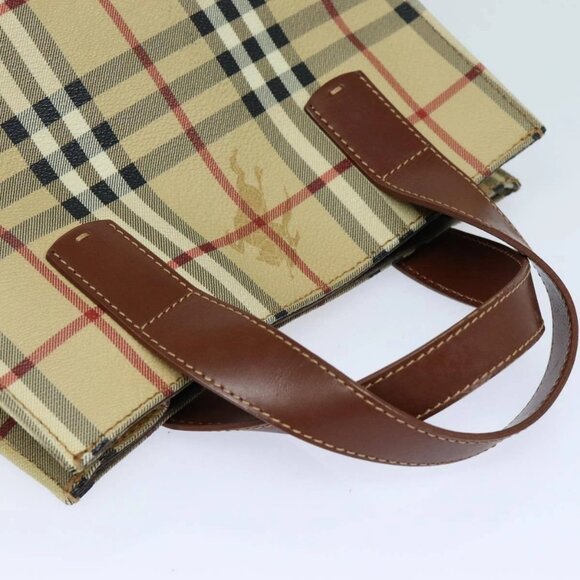 BURBERRY Nova Check Hand Bag PVC Leather Beige Auth - Picture 8 of 16